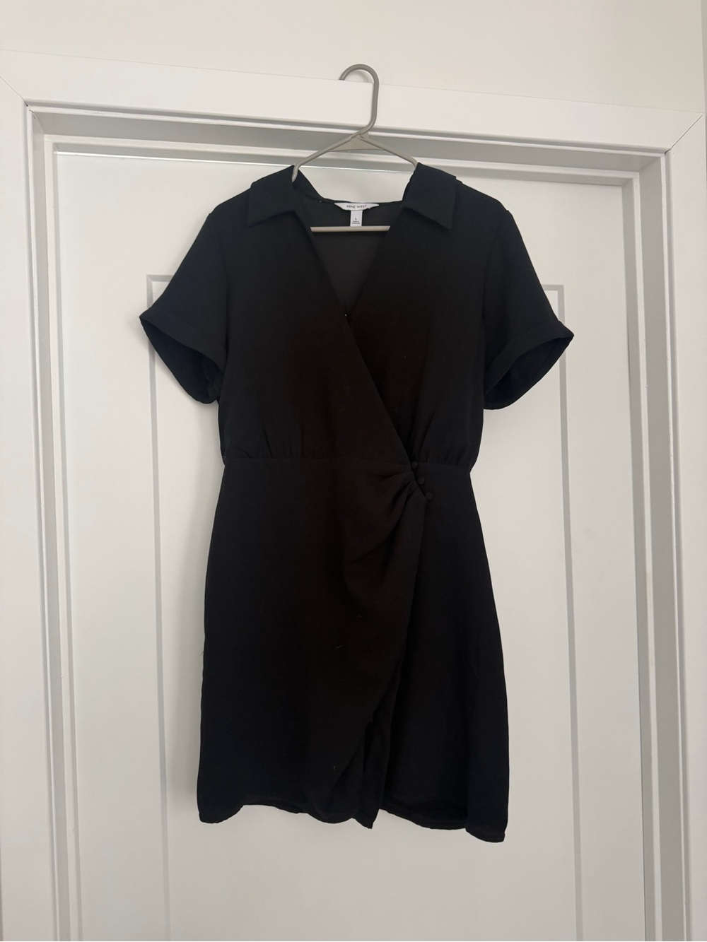 Nine West Black Short Sleeve Wrap Mini Dress